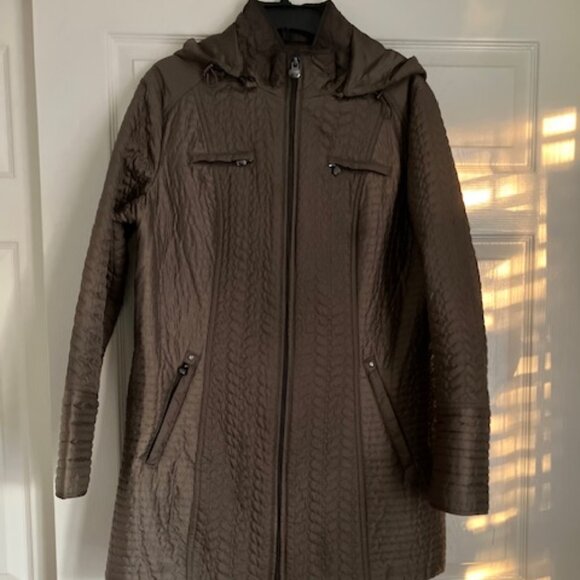 DAWN LEVY Dark Olive Coat, Size XL - Picture 2 of 9